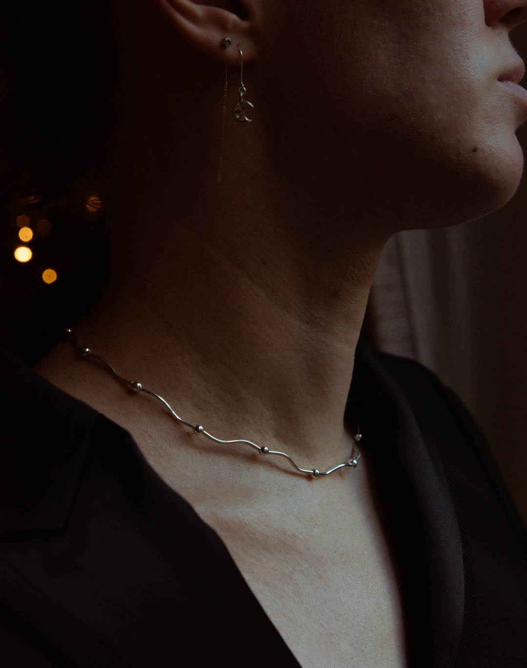 (04) STERLING SILVER WAVY RUFFLE NECKLACE