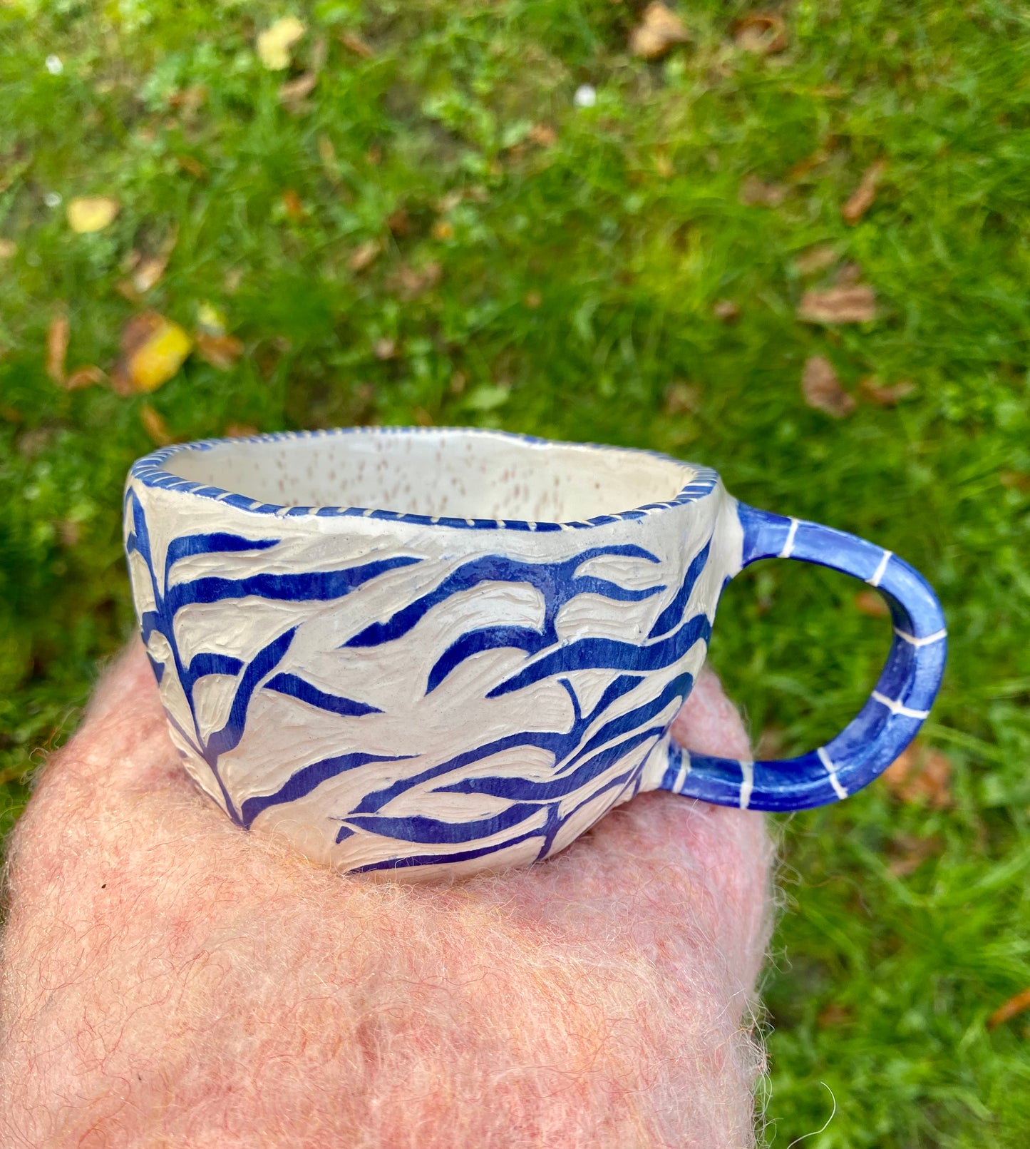 Sgraffito Leafy Cappuccino Mug