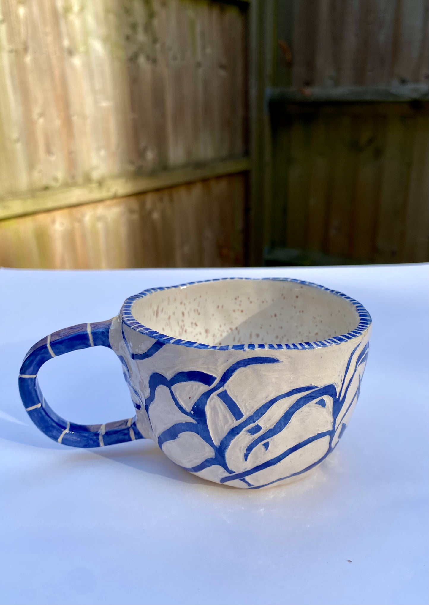 Sgraffito Leafy Cappuccino Mug