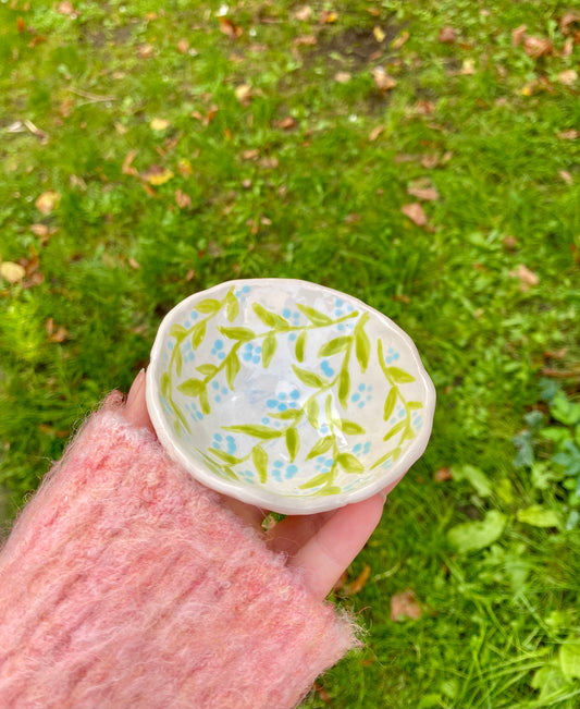 Floral Trinket Bowl or Salt Pinch Bowl