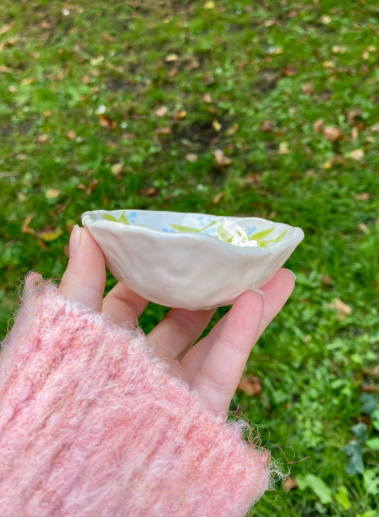 Floral Trinket Bowl or Salt Pinch Bowl