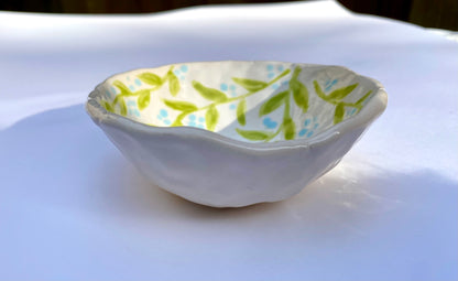 Floral Trinket Bowl or Salt Pinch Bowl