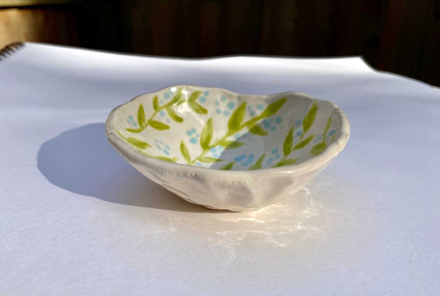 Floral Trinket Bowl or Salt Pinch Bowl