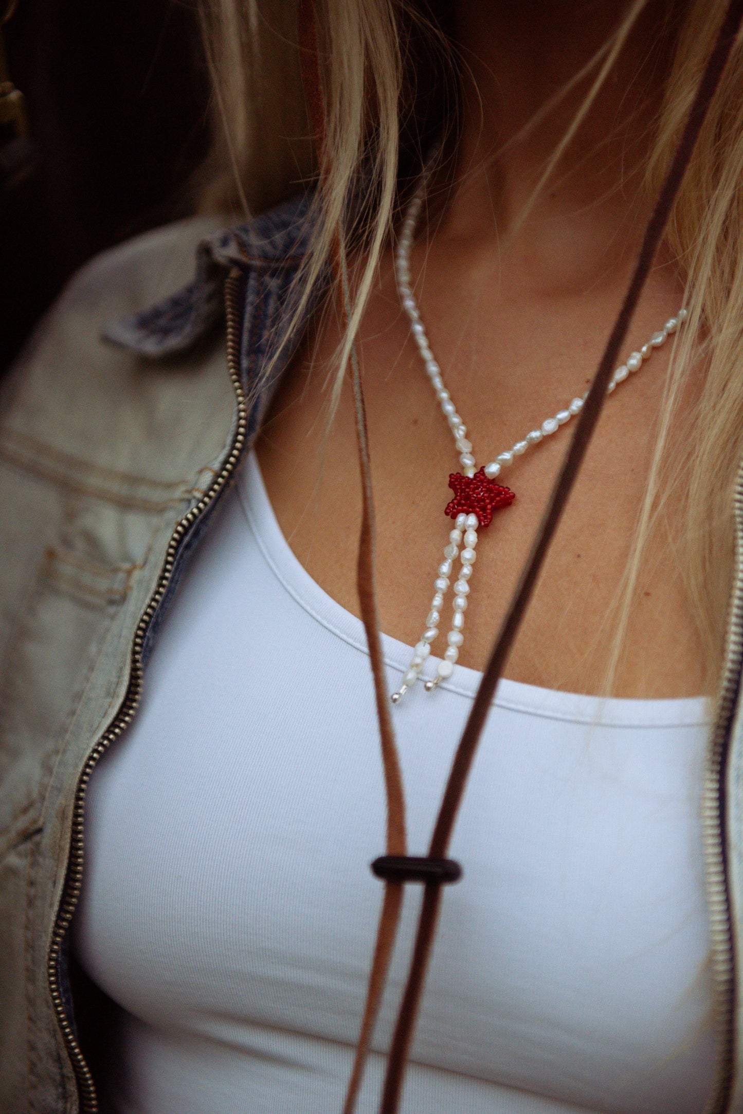 Cherry Tie Lariat Necklace