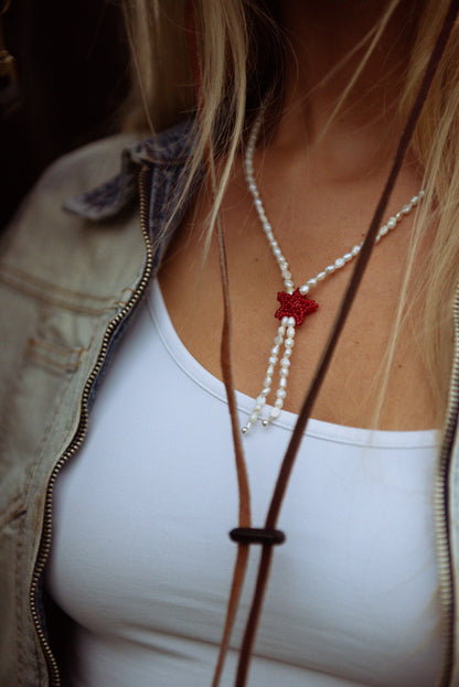 Cherry Tie Lariat Necklace