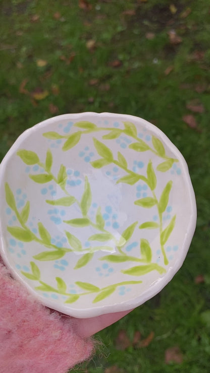 Floral Trinket Bowl or Salt Pinch Bowl