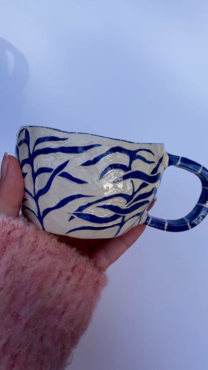 Sgraffito Leafy Cappuccino Mug